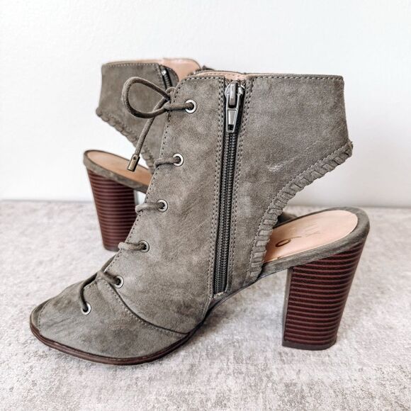 Mix No. 6 Green Lace Up Peep Toe Block Heels Size 8.5 - Picture 6 of 7